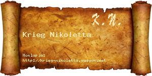 Krieg Nikoletta névjegykártya